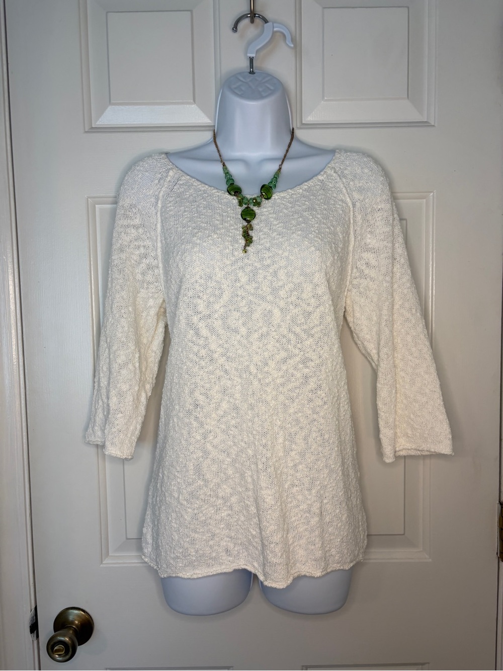 J. Jill White 100% Cotton Scoop Neck lightweight Summer Sweater